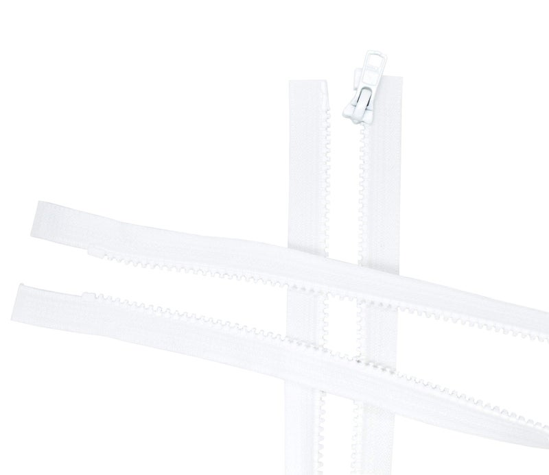 YKK 120" Long Arm Quilting Machine 5 Molded Plastic ~ Separating-White (1 Zipper) - Image 3